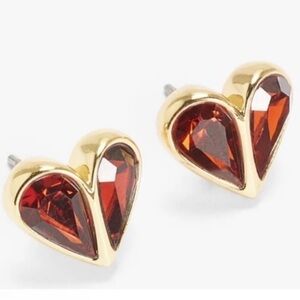 Kate Spade ♠️ Gold Plated Red Rock Solid Heart Stud Earrings